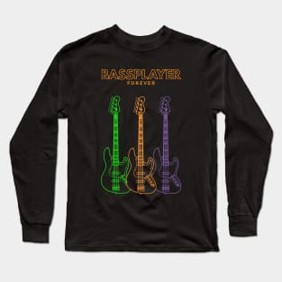 Bassplayer Forever J-style Bass Guitar Outline Long Sleeve T-Shirt